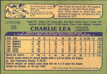 1982 O-Pee-Chee #38 Charlie Lea Back