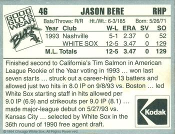 1994 Kodak Chicago White Sox #NNO Jason Bere Back