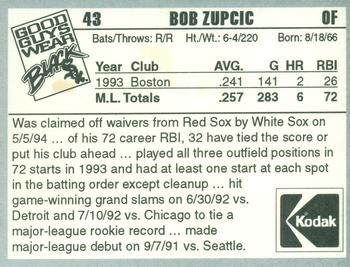 1994 Kodak Chicago White Sox #NNO Bob Zupcic Back
