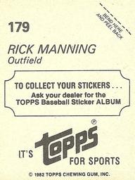 1982 Topps Stickers #179 Rick Manning Back
