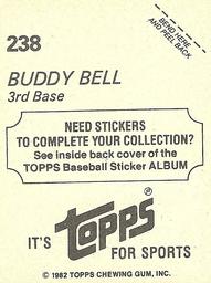1982 Topps Stickers #238 Buddy Bell Back