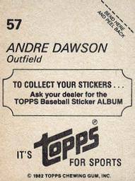 1982 Topps Stickers #57 Andre Dawson Back