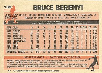 1983 O-Pee-Chee #139 Bruce Berenyi Back