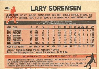 1983 O-Pee-Chee #48 Lary Sorensen Back
