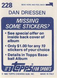 1983 Topps Stickers #228 Dan Driessen Back