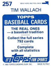 1983 Topps Stickers #257 Tim Wallach Back