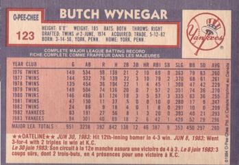 1984 O-Pee-Chee #123 Butch Wynegar Back