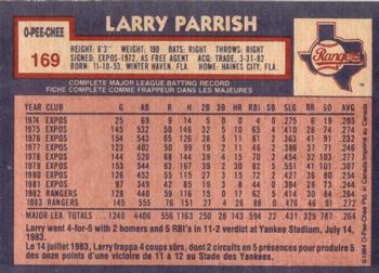 1984 O-Pee-Chee #169 Larry Parrish Back