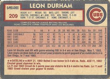 1984 O-Pee-Chee #209 Leon Durham Back