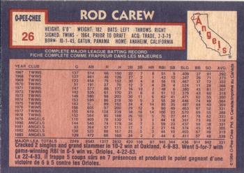 1984 O-Pee-Chee #26 Rod Carew Back