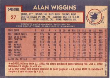 1984 O-Pee-Chee #27 Alan Wiggins Back