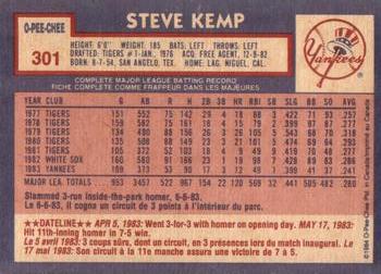 1984 O-Pee-Chee #301 Steve Kemp Back