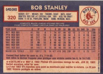 1984 O-Pee-Chee #320 Bob Stanley Back