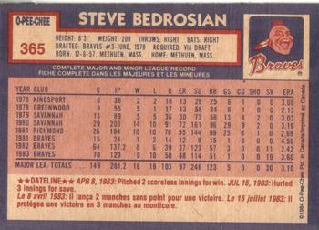 1984 O-Pee-Chee #365 Steve Bedrosian Back