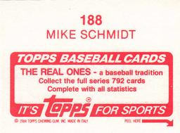 1984 Topps Stickers #188 Mike Schmidt Back