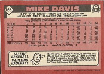 1986 O-Pee-Chee #165 Mike Davis Back