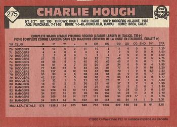 1986 O-Pee-Chee #275 Charlie Hough Back