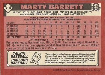 1986 O-Pee-Chee #314 Marty Barrett Back