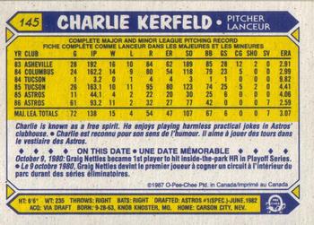 1987 O-Pee-Chee #145 Charlie Kerfeld Back