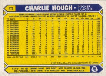 1987 O-Pee-Chee #70 Charlie Hough Back