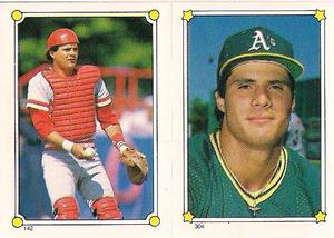 1987 O-Pee-Chee Stickers #142 / 304 Bo Diaz / Jose Canseco Front