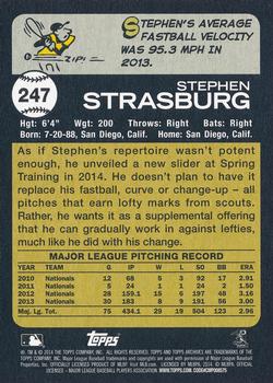 2014 Topps Archives #247 Stephen Strasburg Back