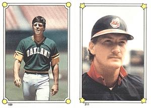 1987 Topps Stickers #169 / 311 Bruce Bochte / Andy Allanson Front