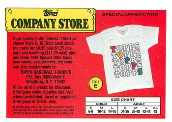 1989 Topps - Topps Company Store #NNO Style E T-Shirt Offer Front