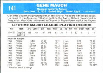 1982 Donruss #141 Gene Mauch Back