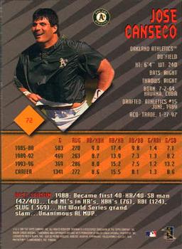 1997 Bowman's Best #72 Jose Canseco Back