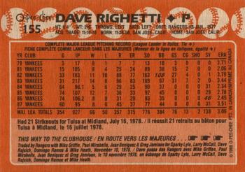 1988 O-Pee-Chee #155 Dave Righetti Back