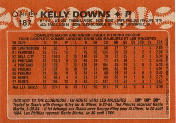 1988 O-Pee-Chee #187 Kelly Downs Back