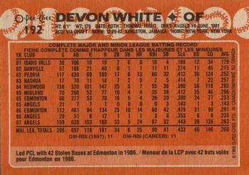 1988 O-Pee-Chee #192 Devon White Back