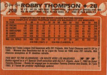 1988 O-Pee-Chee #208 Robby Thompson Back