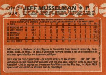 1988 O-Pee-Chee #229 Jeff Musselman Back