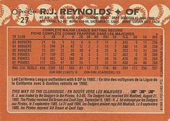 1988 O-Pee-Chee #27 R.J. Reynolds Back