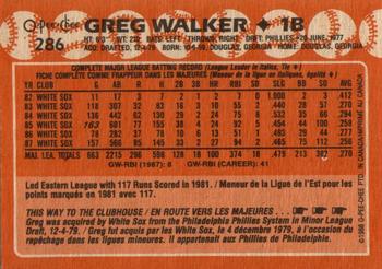 1988 O-Pee-Chee #286 Greg Walker Back