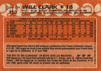 1988 O-Pee-Chee #350 Will Clark Back