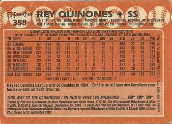 1988 O-Pee-Chee #358 Rey Quinones Back