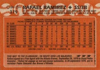 1988 O-Pee-Chee #379 Rafael Ramirez Back
