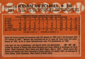 1988 O-Pee-Chee #387 Kevin Mitchell Back