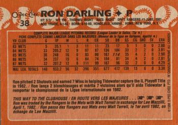 1988 O-Pee-Chee #38 Ron Darling Back