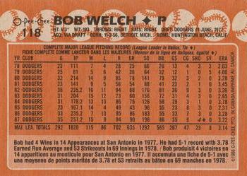 1988 O-Pee-Chee #118 Bob Welch Back