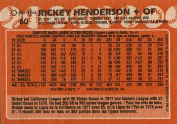 1988 O-Pee-Chee #60 Rickey Henderson Back