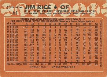 1988 O-Pee-Chee #61 Jim Rice Back