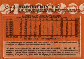1988 O-Pee-Chee #69 Bob Brenly Back