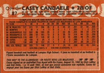 1988 O-Pee-Chee #87 Casey Candaele Back
