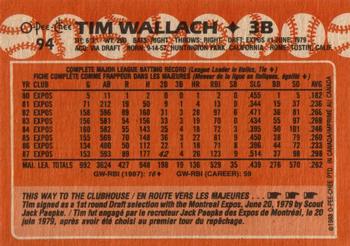 1988 O-Pee-Chee #94 Tim Wallach Back