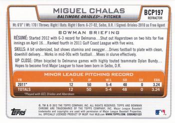 2012 Bowman Chrome - Prospects Refractors #BCP197 Miguel Chalas Back