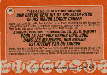 1988 O-Pee-Chee - Wax Box Bottom Panels Singles #A Don Baylor Back